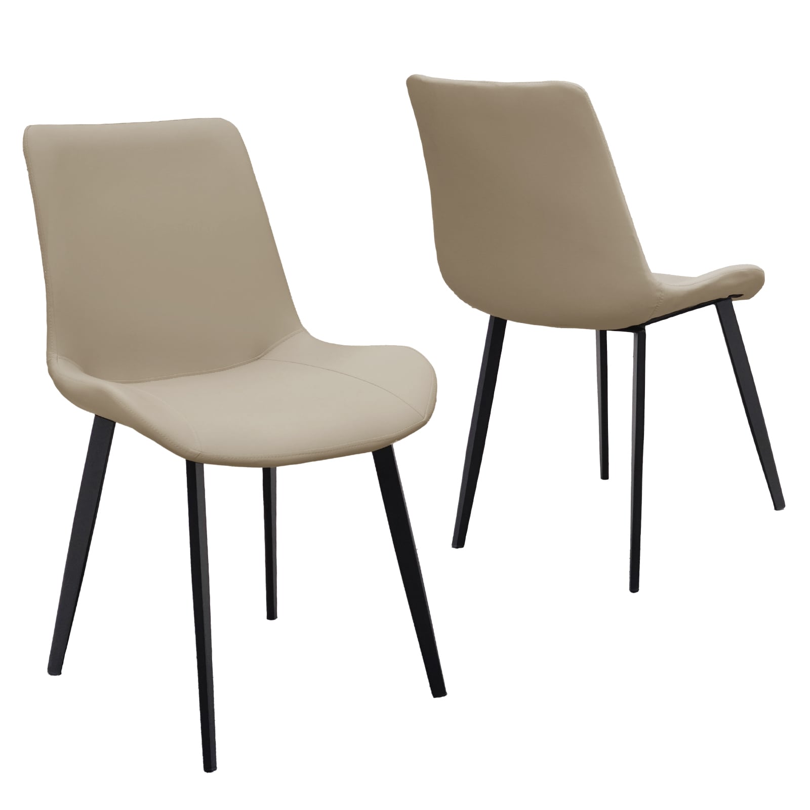 Tan PU Leather Dining Chair With Metal Legs, Modern Upholstered Chair Set Of 2 For Kitchen, Restaurant, Living, Meeting Room_voghion.com